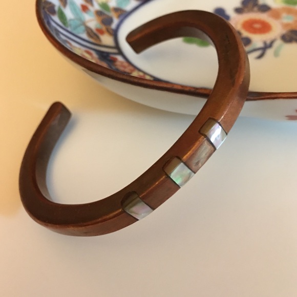 VTG BoHo Copper Cuff Bracelet with inlay MOP - Picture 2 of 12